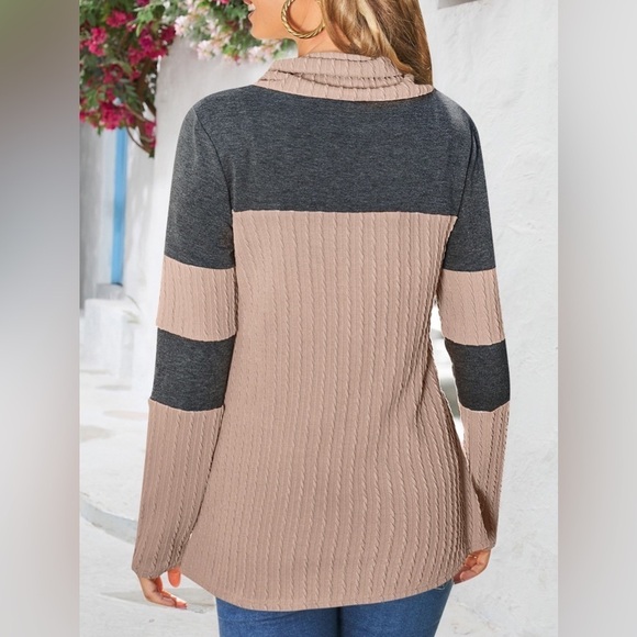 Cozy Mauve Cowl Neck Top - Picture 2 of 4